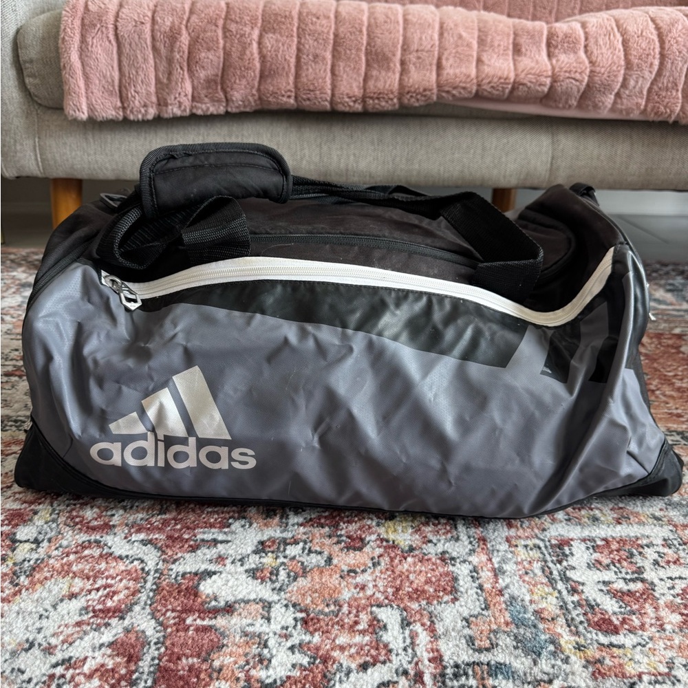 Adidas Black and Gray Duffel Bag